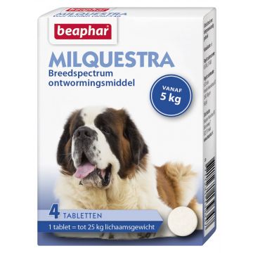 Beaphar Milquestra worm Tabletten Hund 4 Tabletten von 5 kg