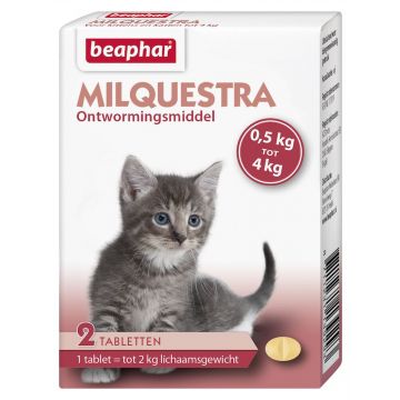 Beaphar Milquestra Wurm Tabletten kleine Katze/Kitten 2 tabletten 0,5 kg bis 4 kg