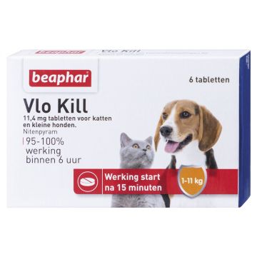 Beaphar Vlo Kill+ für Katzen und Hunde bis 11 kg 6 Tabletten