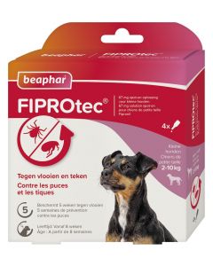 Beaphar Fiprotec für Hunde 2-10 kg gegen Zecken und Flöhe 4 x 0,67 ml Pipetten