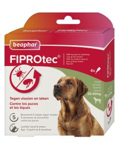 Beaphar Fiprotec für Hunde gegen Zecken und Flöhe 20-40 kg 4 x 2,68 ml Pipetten