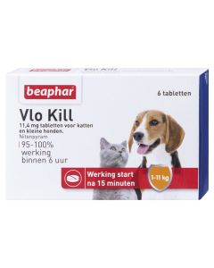 Beaphar Vlo Kill+ für Katzen und Hunde bis 11 kg 6 Tabletten